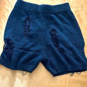Ripped Crop Knit Top & Shorts Without Lingerie